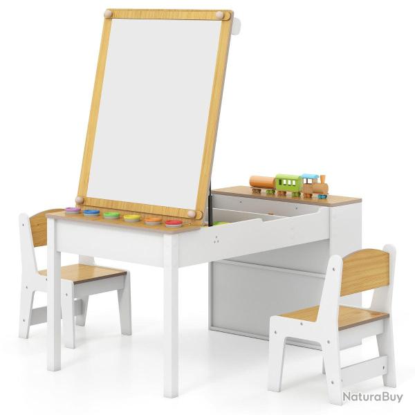 Ensemble table et chaises enfants 109 x 60 x 55 cm design multifonction avec rangement et assise er