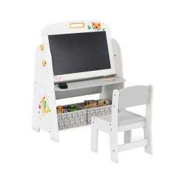 Ensemble de bureau et chaise enfant 60 x 40 x 80 cm chevalet double face multifonctionnel ambiance