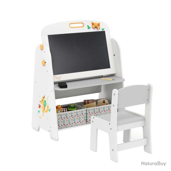 Ensemble de bureau et chaise enfant 60 x 40 x 80 cm chevalet double face multifonctionnel ambiance