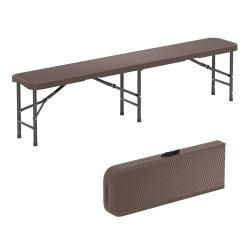 Banc exterieur pliable 180 x 30 x 43 cm pour 4 personnes design pratique et robuste en hdpe caf&eacute; 20