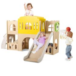 Ensemble de toboggan 7-en-1 pour tout-petits aire de jeu int&eacute;rieure et ext&eacute;rieure 169 x 125 x 98 cm