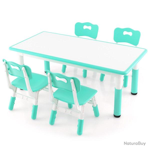 Ensemble table enfant et 4 chaises r�glable hauteur 120 x 60 x 48-60 cm salle de jeu ergonomiques e