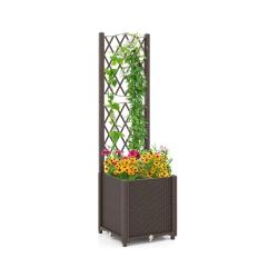 Jardini&egrave;re sur&eacute;lev&eacute;e multifonction 40 x 40 x 140 cm avec auto-arrosage et treillis vertical style c