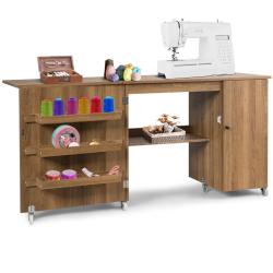 Table de couture pliante 158 x 50 x 75 cm gain de place rangement multifonctionnel style moderne en