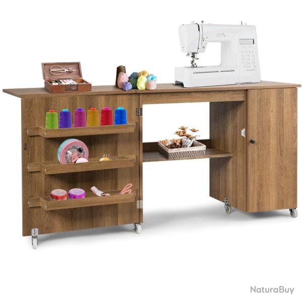 Table de couture pliante 158 x 50 x 75 cm gain de place rangement multifonctionnel style moderne en
