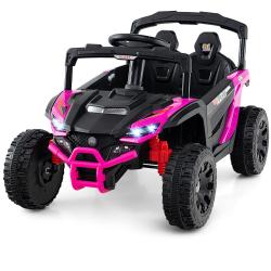 Voiture &eacute;lectrique rose UTV pour enfant 90 x 58 x 54 cm avec t&eacute;l&eacute;commande 3 vitesses ambiance ludiq