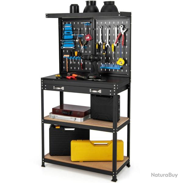�tabli � outils avec rangement et panneaux perfor�s 81 x 41 x 155 cm avec 14 accessoires ergonomiqu