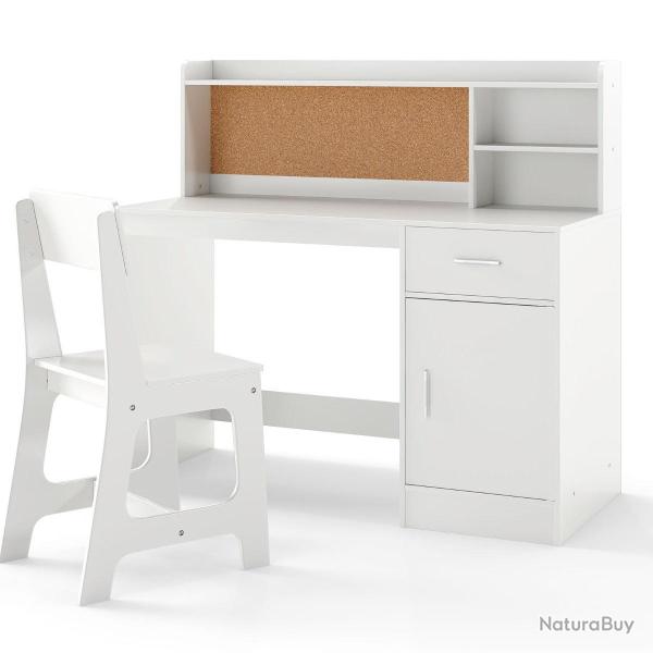 Ensemble bureau et chaise d'�tude pour enfants 109,5 x 48 x 100,5 cm avec rangement ample et tablea