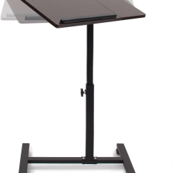 Table &agrave; roulettes pour ordinateur portable r&eacute;glable 60 x 40,5 cm pratique design moderne en MDF noi