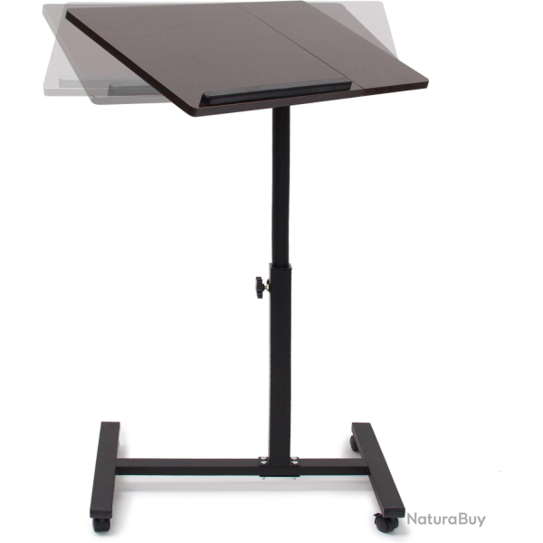 Table � roulettes pour ordinateur portable r�glable 60 x 40,5 cm pratique design moderne en MDF noi