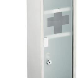 Armoire &agrave; pharmacie murale moderne 45 x 18 x 12 cm 3 compartiments s&eacute;curis&eacute;e design &eacute;pur&eacute; en acier