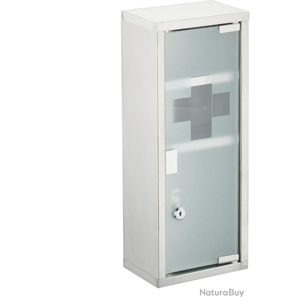 Armoire � pharmacie murale moderne 45 x 18 x 12 cm 3 compartiments s�curis�e design �pur� en acier