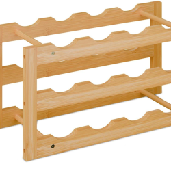 Casier &agrave; vin pour cuisine rangement 28 x 56 x 24 cm pr&eacute;sentation &eacute;l&eacute;gante en bambou naturel 13_0018