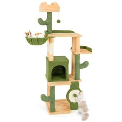 Arbre &agrave; chat cactus multi-niveaux 160 x 41 x 31 cm avec perchoir en peluche et poteaux &agrave; griffer en