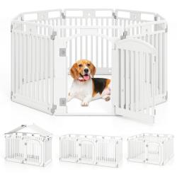 Parc pour chiens lot de 8 panneaux 60 x 80 cm s&eacute;curis&eacute; et pliable design int&eacute;rieur ext&eacute;rieur en HDP