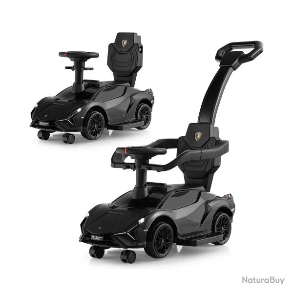 Voiture � pousser 3 en 1 pour enfants 71 x 44 x 47 cm musique phares design moderne en PP noir 20_0