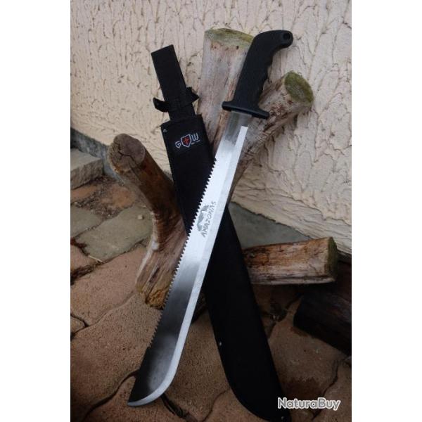 Couteau Bowie Machette Military Guide d'Amazonie Machete Lame Acier 3Cr13 Manche ABS Etui Nylon000