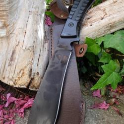Couteau Bowie Machette Lame Drop Point Acier 3Cr13 Manche ABS Etui Simili Cuir Crocodile Dundee
