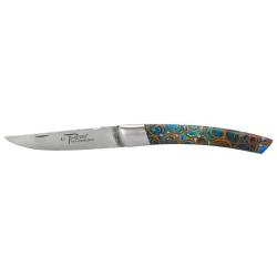 Couteau Le Thiers 1 pi&egrave;ce Coutellerie Chevalerias CH21113T Cannelle Turquoise Lame 110 mm