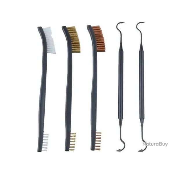 Kit de nettoyage Gunpany 5 pi�ces 3 brosses et 2 pics