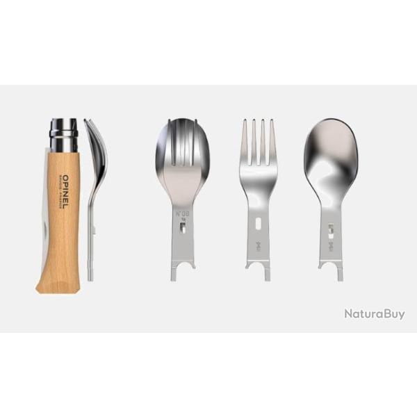 Set Opinel Picnic+ complet Couteau N�08, fourchette et cuill�re �tui serviette
