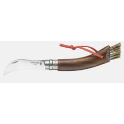 Couteau Opinel N&deg;08 Champignon Manche noyer noir Brosse &agrave; champignons Plumier bois
