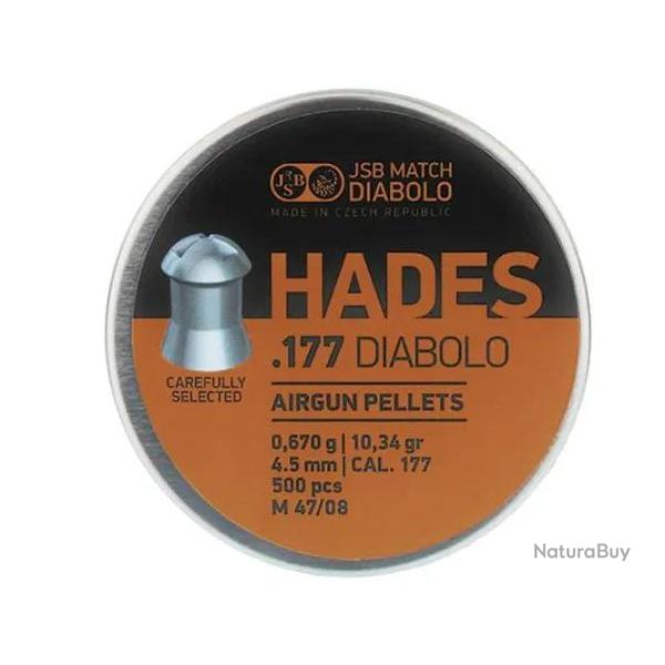 Plombs JSB Hades 4,5 mm 10,34 grains Hollow Point X500