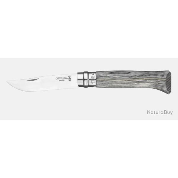 Couteau Opinel N�08 Luxe Bouleau lamell� gris Lame inox 8,5 cm