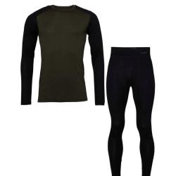 Sous-v&ecirc;tements thermiques Alaska 1795 Merino Ms Base Layer Set Night Green Laine m&eacute;rinos M