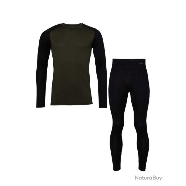 Sous-v�tements thermiques Alaska 1795 Merino Ms Base Layer Set Night Green Laine m�rinos XL