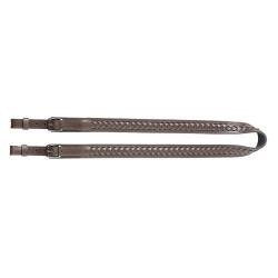 Bretelle d'arme en cuir tress&eacute; - Marron - Largeur 30 mm
