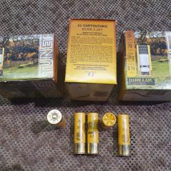 lot de 80 cartouches TUNET mod&egrave;le CHASSE 28  cal 20/70 BOURRE A JUPE &agrave; 28g de plomb N&deg; 6-1/2