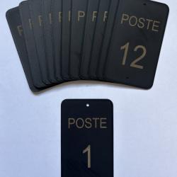 Num&eacute;ro de poste ou battue 1 &agrave; 12 noir