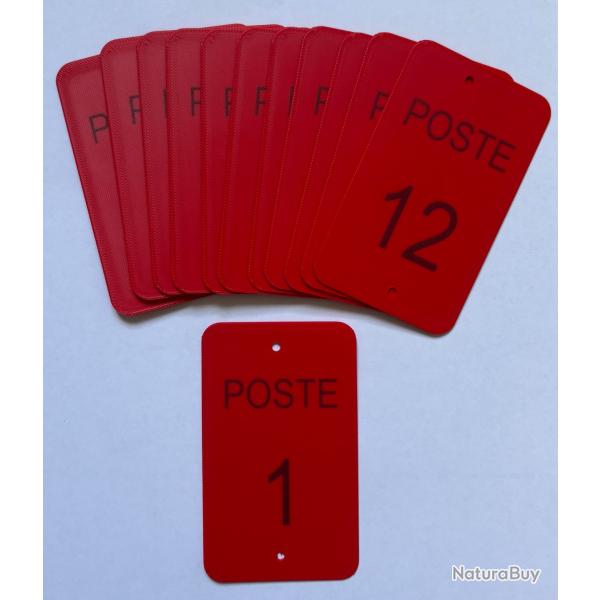 Num�ro de poste ou battue 1 � 12 rouge
