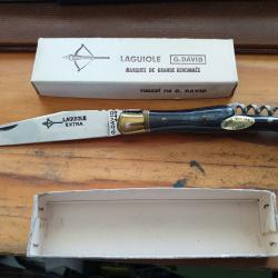 Couteau pliant Laguiole 440 G. David corne noire inox neuf dans sa boite carton