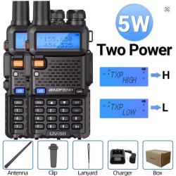 Walkie Talkie Baofeng 5W UHF/VHF Longue Port&eacute;e Double Bande Noir, Rechargeable par USB 2 pieces