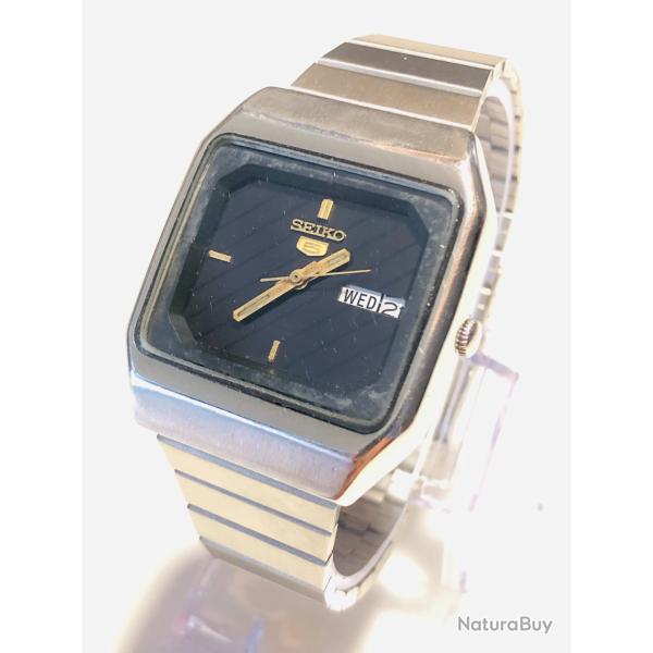Montre Vintage Seiko 5 Automatique Calibre 6349/6319 - 100% D'Origine - Cadran TV Noir Ray�
