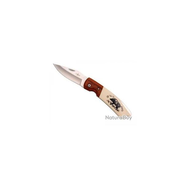 COUTEAU THIRD BOIS ROUGE/ABS BEIGE MOTIF SANGLIER