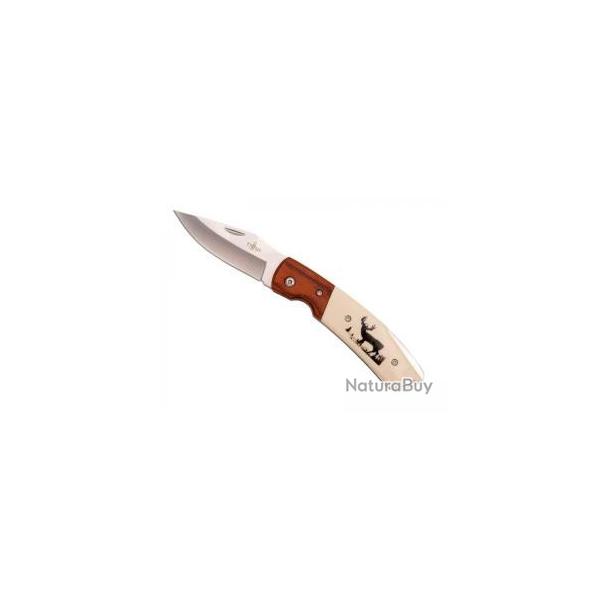 COUTEAU THIRD BOIS ROUGE/ABS BEIGE MOTIF CERF