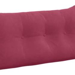 Coussin dos velours bordeaux 100x50x24 cm ergonomique avec poche lat&eacute;rale