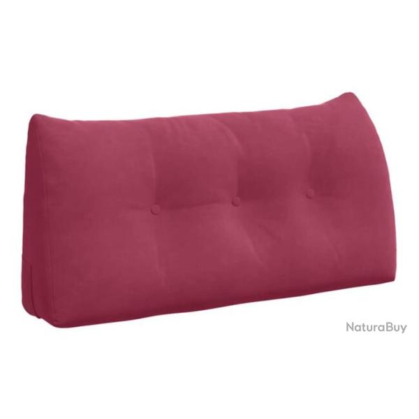 Coussin dos velours bordeaux 100x50x24 cm ergonomique avec poche lat�rale