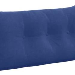 Coussin dos velours bleu 100x50x24 cm ergonomique avec poche lat&eacute;rale