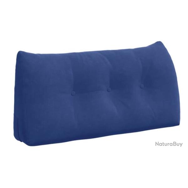 Coussin dos velours bleu 100x50x24 cm ergonomique avec poche lat�rale