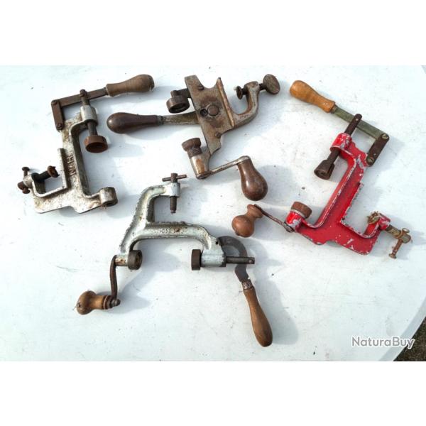 lot de 4 anciens outils de sertissage cartouches de chasse