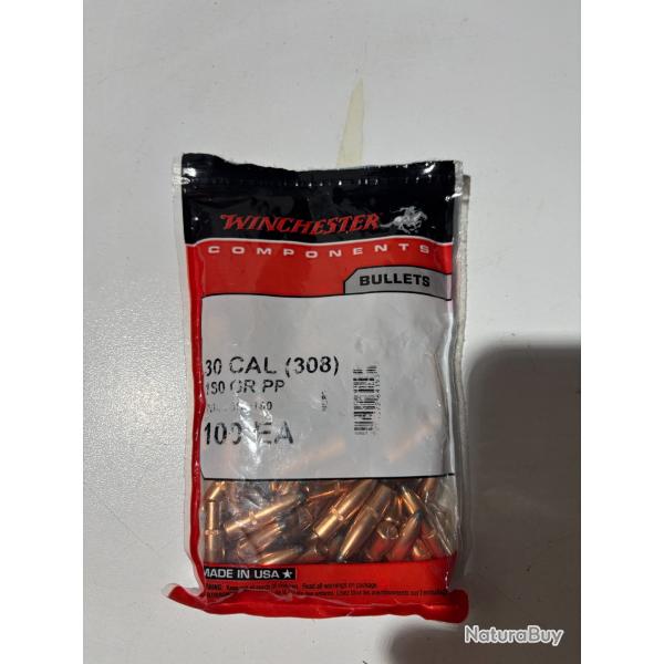 Lot 100 composants Winchester PP 180gr PP - Sachet Neuf