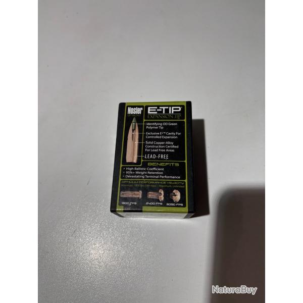 50 Ogives Nosler E-TIP .308 (180 gr) - Monolithique Sans Plomb - Neuf Scell�