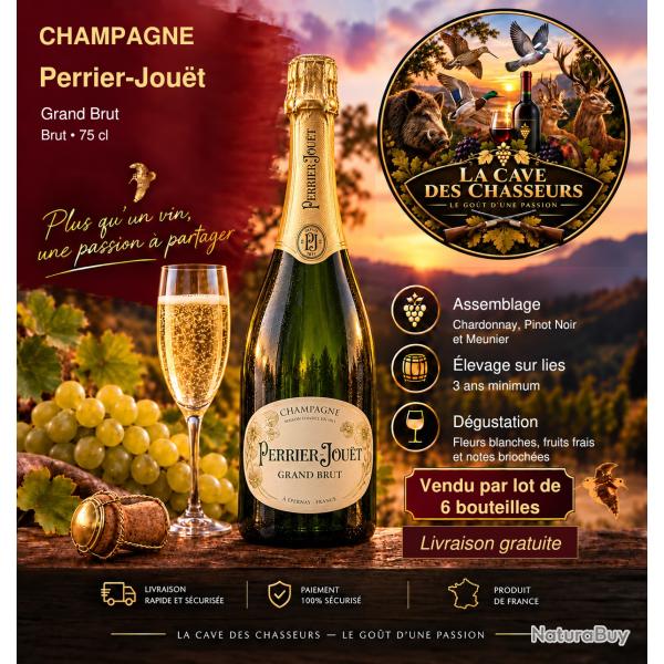 6 BOUTEILLES DE CHAMPAGNE PERRIER JOUET GRAND BRUT 75C LIVRAISON L GRATUITE