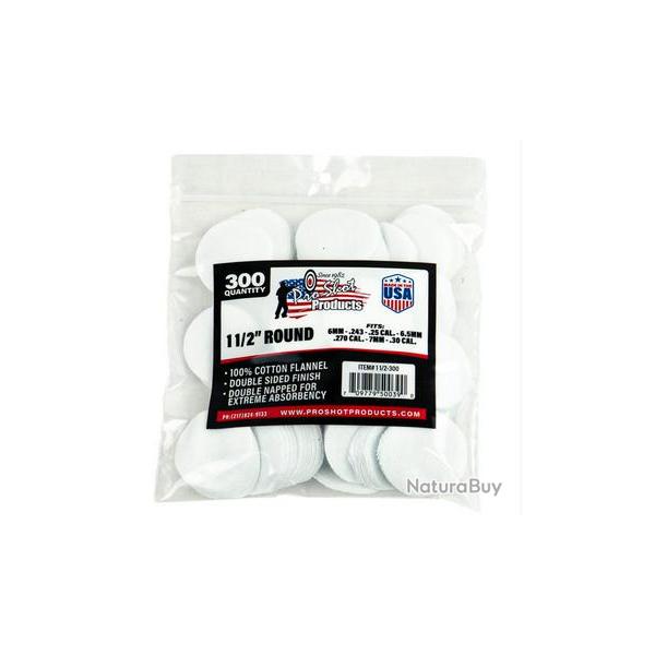 PRO-SHOT 11/2-300 6mm-.30CAL. 11/2 RD. 300CT Patches