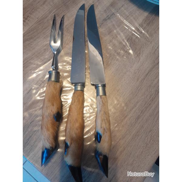 Service � d�couper / gigot vintage - Manches en pattes de chevreuil