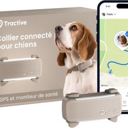 Collier Connect&eacute; GPS Chien Suivi GPS Direct Alertes Anti-Fugue Moniteur de Signes Vitaux Marron